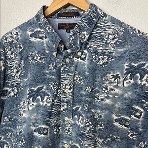 Vintage Tommy Hilfiger Golf Blue‎ Tropical Print Men's Shirt